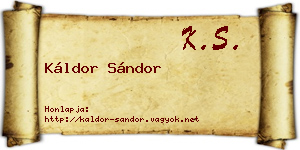 Káldor Sándor névjegykártya