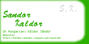sandor kaldor business card
