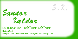 sandor kaldor business card